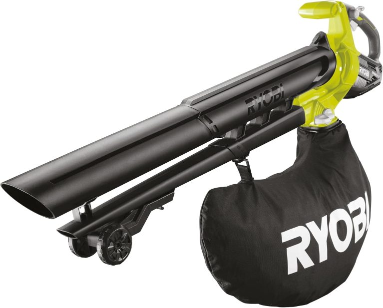 RYOBI Aspirateur Souffleur Broyeur sans Fil 18V One+ OBV18, vitesse 201 km/h, sac 45 L, fonction broyage, batterie non incluse